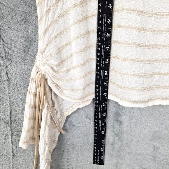 Ali Miles Top Large Linen Boho Gauze Beach Coastal Striped Lagenlook Travel - Picture 5 of 6